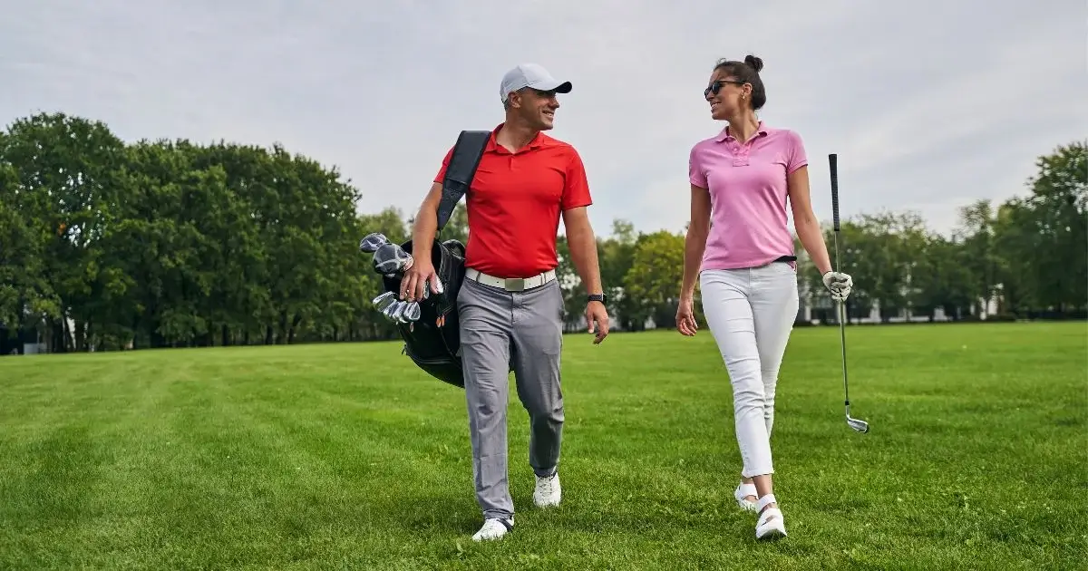 Couple enjoying a round of golf together